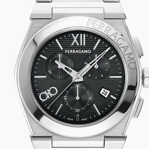 Salvatore Ferragamo Black Dial Silver Men's Watch